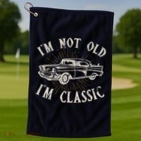 Funny Car Im Not Old Im Classic Old Man Gift Golf Towel thumb 1