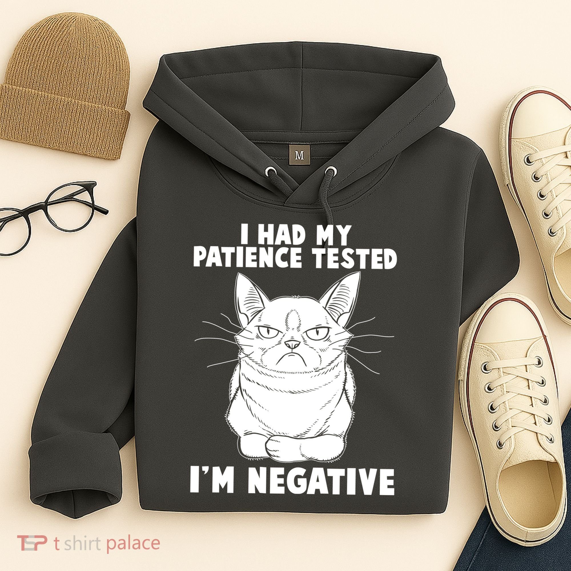 Funny Cat I Had My Patience Tested I'm Negative Hoodie