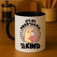 Funny Cute It's No ProbLlama To Be Kind Coffee Mug thumb 4
