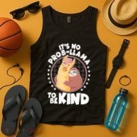 Funny Cute It's No ProbLlama To Be Kind Tank Top thumb 4