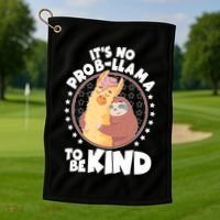 Funny Cute It's No ProbLlama To Be Kind Golf Towel thumb 1