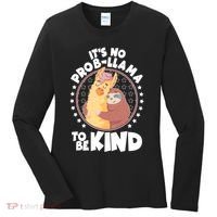 Funny Cute It's No ProbLlama To Be Kind Women's Long Sleeve Shirt thumb 0