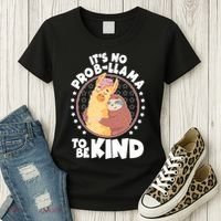 Funny Cute It's No ProbLlama To Be Kind Women's T-Shirt thumb 3