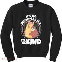 Funny Cute It's No ProbLlama To Be Kind Kids Sweatshirt thumb 0
