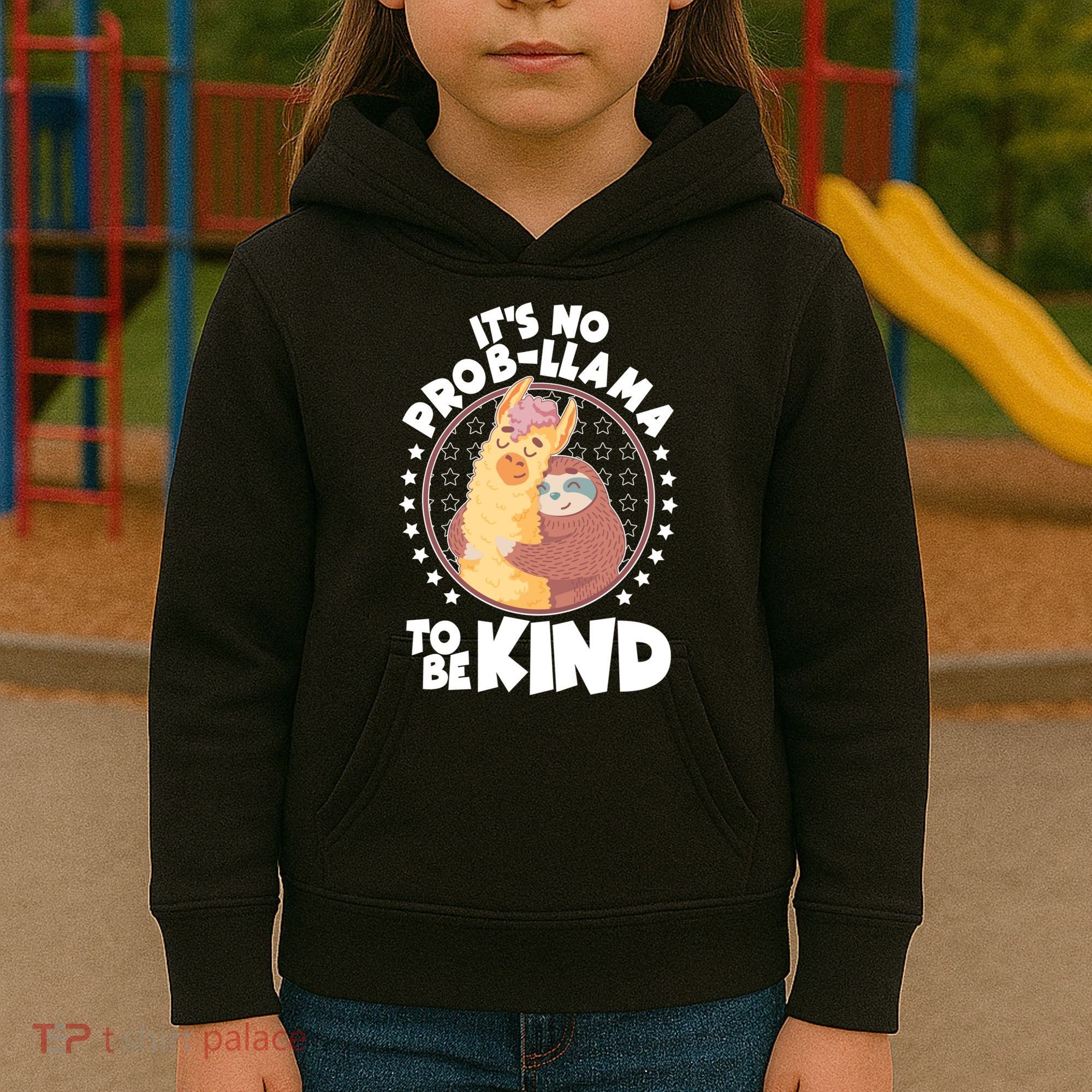 Funny Cute It's No ProbLlama To Be Kind Kids Hoodie