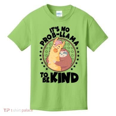 Funny Cute It's No ProbLlama To Be Kind Kids T-Shirt