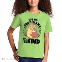 Funny Cute It's No ProbLlama To Be Kind Kids T-Shirt thumb 2