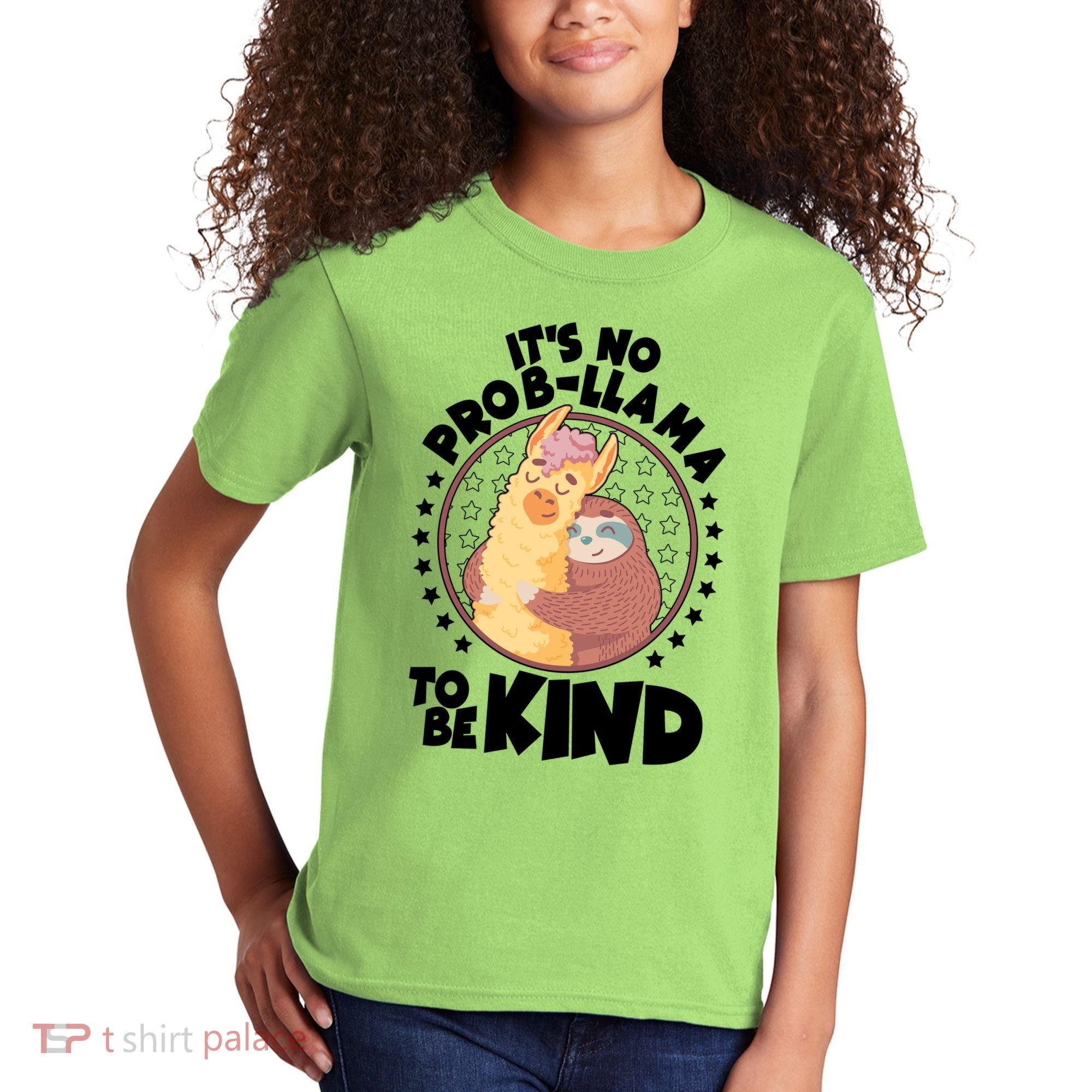 Funny Cute It's No ProbLlama To Be Kind Kids T-Shirt