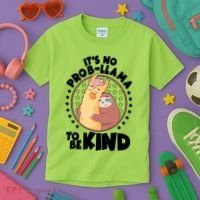 Funny Cute It's No ProbLlama To Be Kind Kids T-Shirt thumb 3