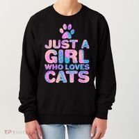 Funny Cute Just A Girl Who Loves Cats Women's Sweatshirt thumb 0
