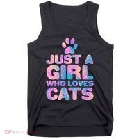 Funny Cute Just A Girl Who Loves Cats Tank Top thumb 0