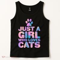 Funny Cute Just A Girl Who Loves Cats Tank Top thumb 2