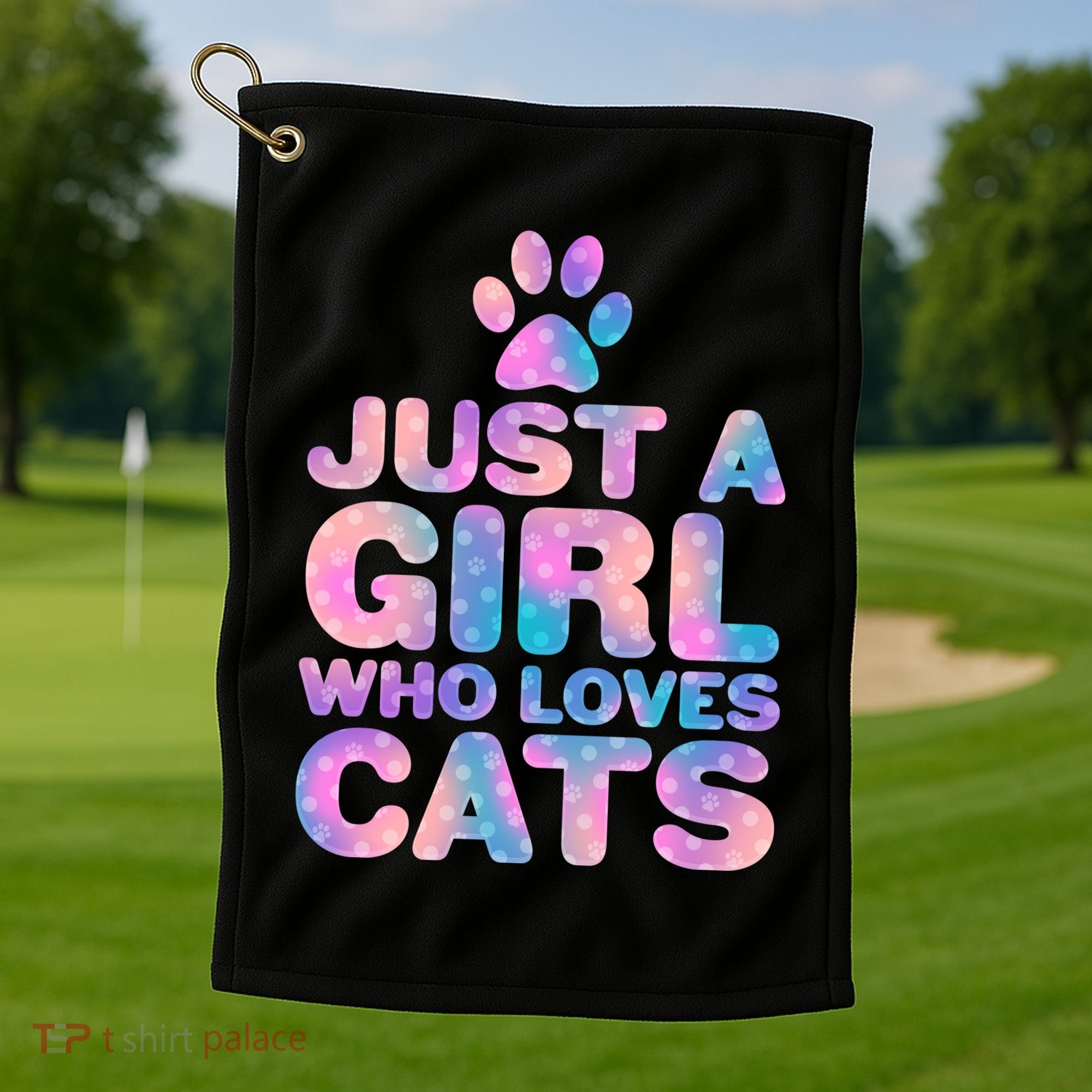 Funny Cute Just A Girl Who Loves Cats Golf Towel