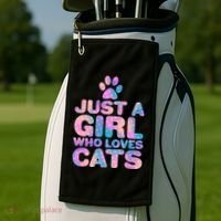 Funny Cute Just A Girl Who Loves Cats Golf Towel thumb 2