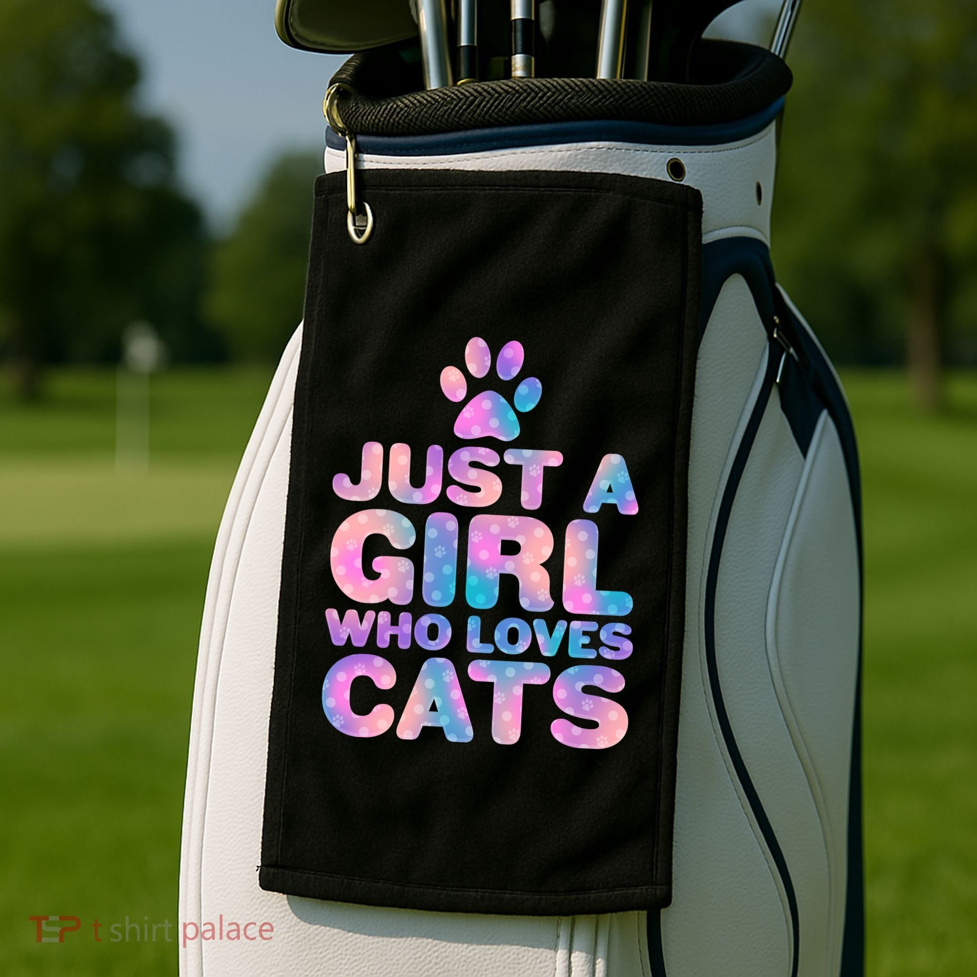 Funny Cute Just A Girl Who Loves Cats Golf Towel
