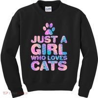 Funny Cute Just A Girl Who Loves Cats Kids Sweatshirt thumb 0