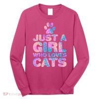 Funny Cute Just A Girl Who Loves Cats Long Sleeve Shirt thumb 0