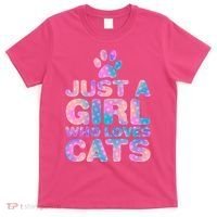 Funny Cute Just A Girl Who Loves Cats T-Shirt thumb 0