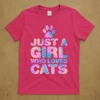 Funny Cute Just A Girl Who Loves Cats T-Shirt thumb 5