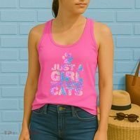 Funny Cute Just A Girl Who Loves Cats Women's Tank Top thumb 2