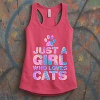 Funny Cute Just A Girl Who Loves Cats Women's Tank Top thumb 3