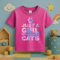 Funny Cute Just A Girl Who Loves Cats Toddler T-Shirt thumb 3