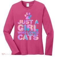 Funny Cute Just A Girl Who Loves Cats Women's Long Sleeve Shirt thumb 0