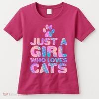 Funny Cute Just A Girl Who Loves Cats Women's T-Shirt thumb 0