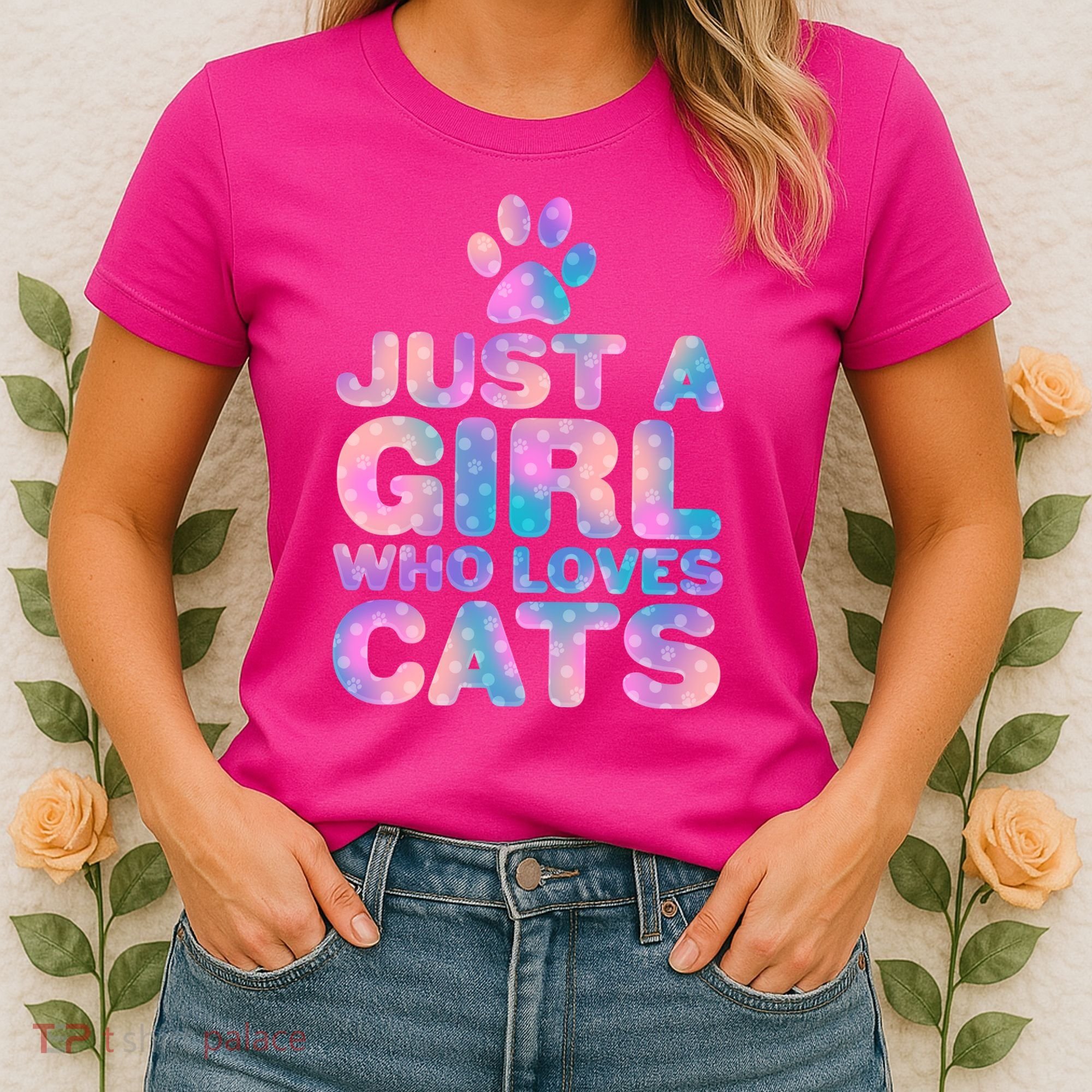 Funny Cute Just A Girl Who Loves Cats Women's T-Shirt