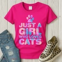 Funny Cute Just A Girl Who Loves Cats Women's T-Shirt thumb 3