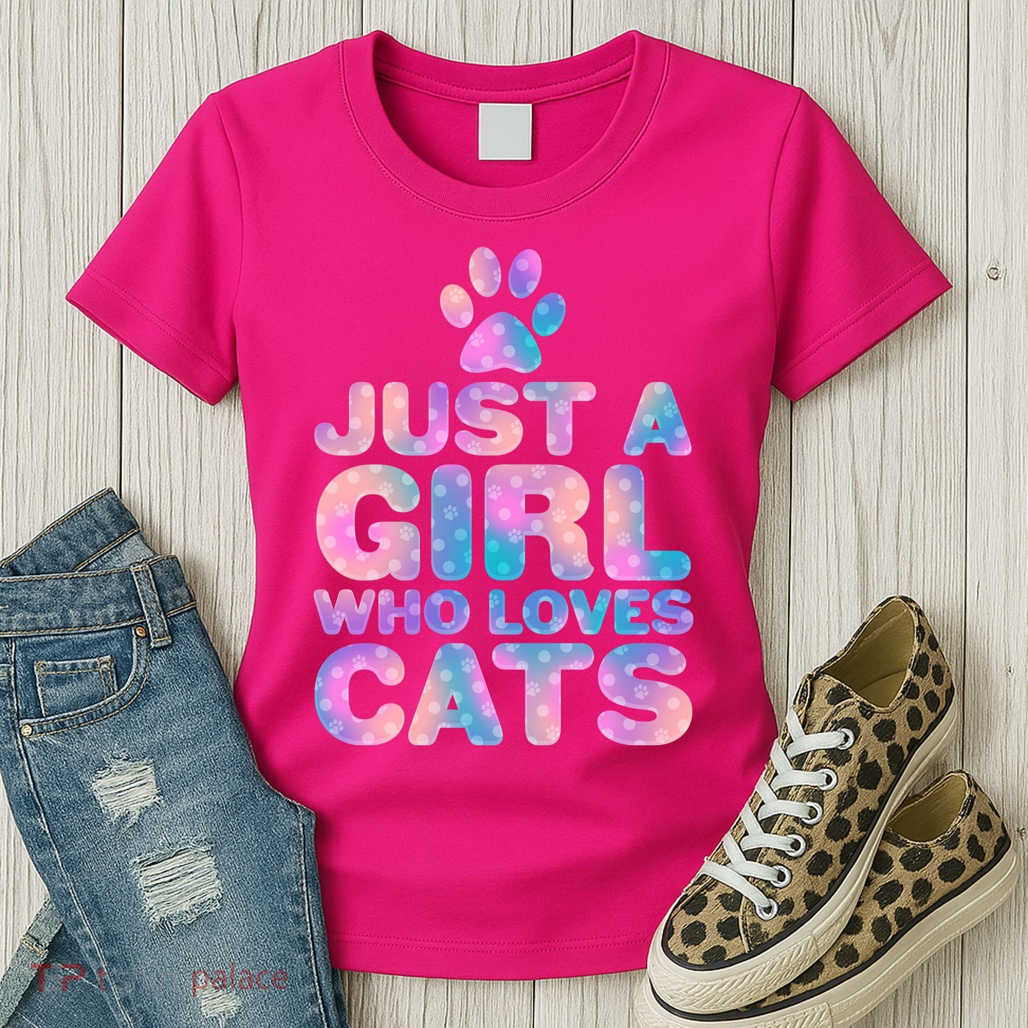 Funny Cute Just A Girl Who Loves Cats Women's T-Shirt