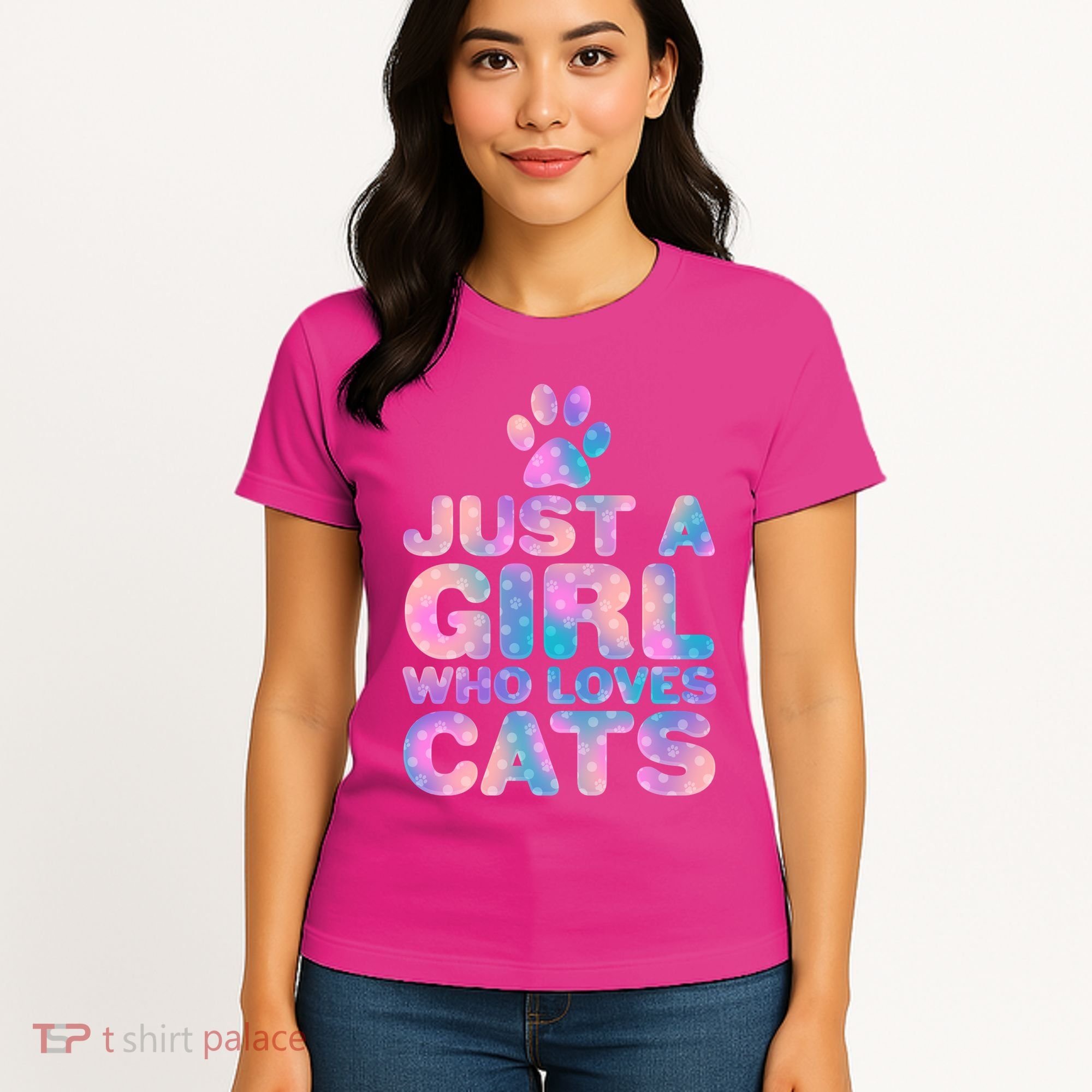 Funny Cute Just A Girl Who Loves Cats Women's T-Shirt