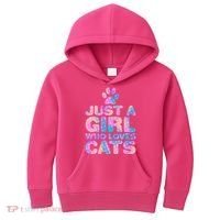 Funny Cute Just A Girl Who Loves Cats Kids Hoodie thumb 0