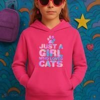 Funny Cute Just A Girl Who Loves Cats Kids Hoodie thumb 3
