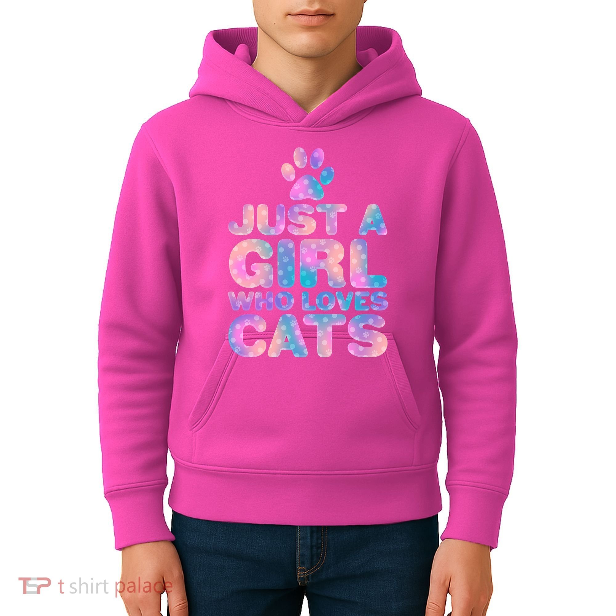 Funny Cute Just A Girl Who Loves Cats Kids Hoodie