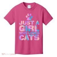 Funny Cute Just A Girl Who Loves Cats Kids T-Shirt thumb 0