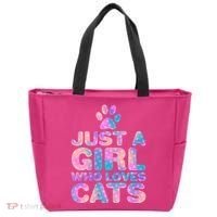 Funny Cute Just A Girl Who Loves Cats Tote Bag thumb 0