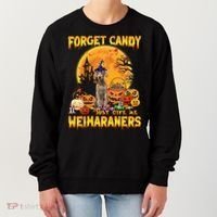Forget Candy Just Give Me Weimaraners Pumpkin Halloween Gift Women's Sweatshirt thumb 0
