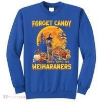 Forget Candy Just Give Me Weimaraners Pumpkin Halloween Gift Sweatshirt thumb 0