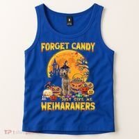 Forget Candy Just Give Me Weimaraners Pumpkin Halloween Gift Tank Top thumb 2