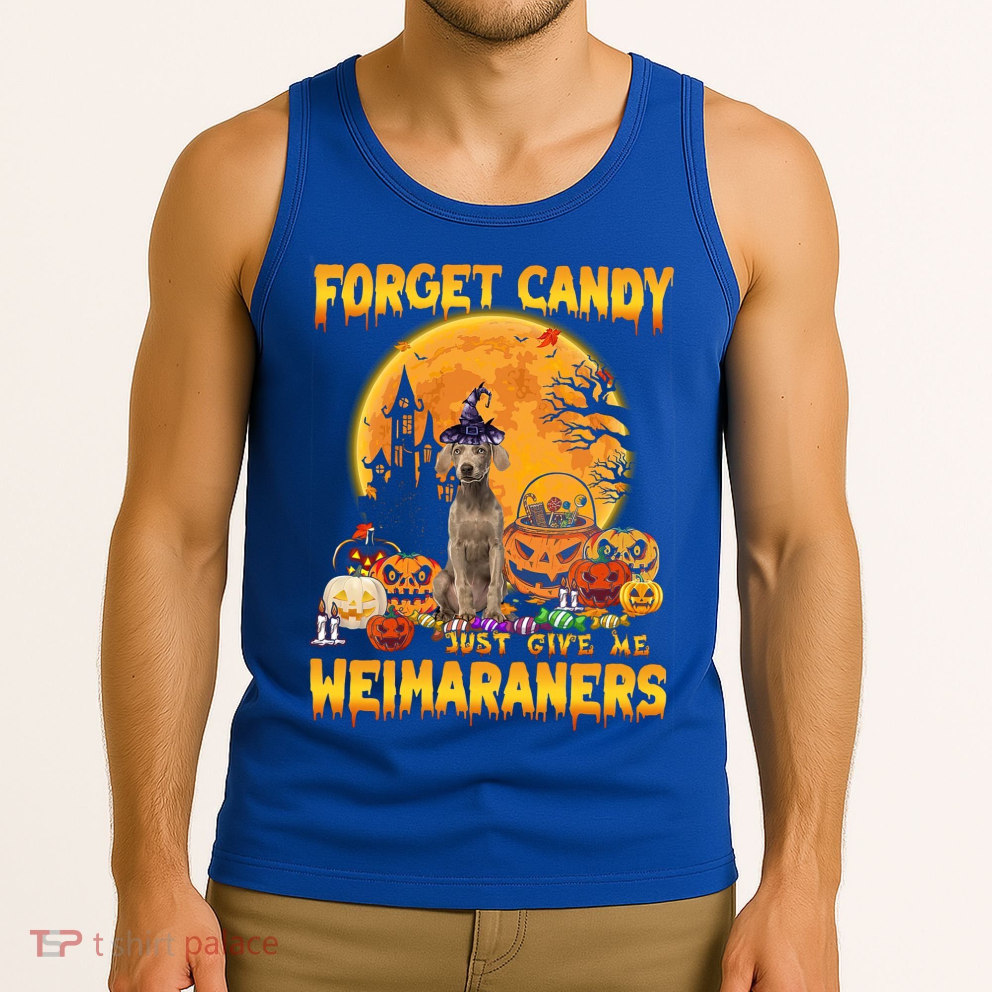 Forget Candy Just Give Me Weimaraners Pumpkin Halloween Gift Tank Top