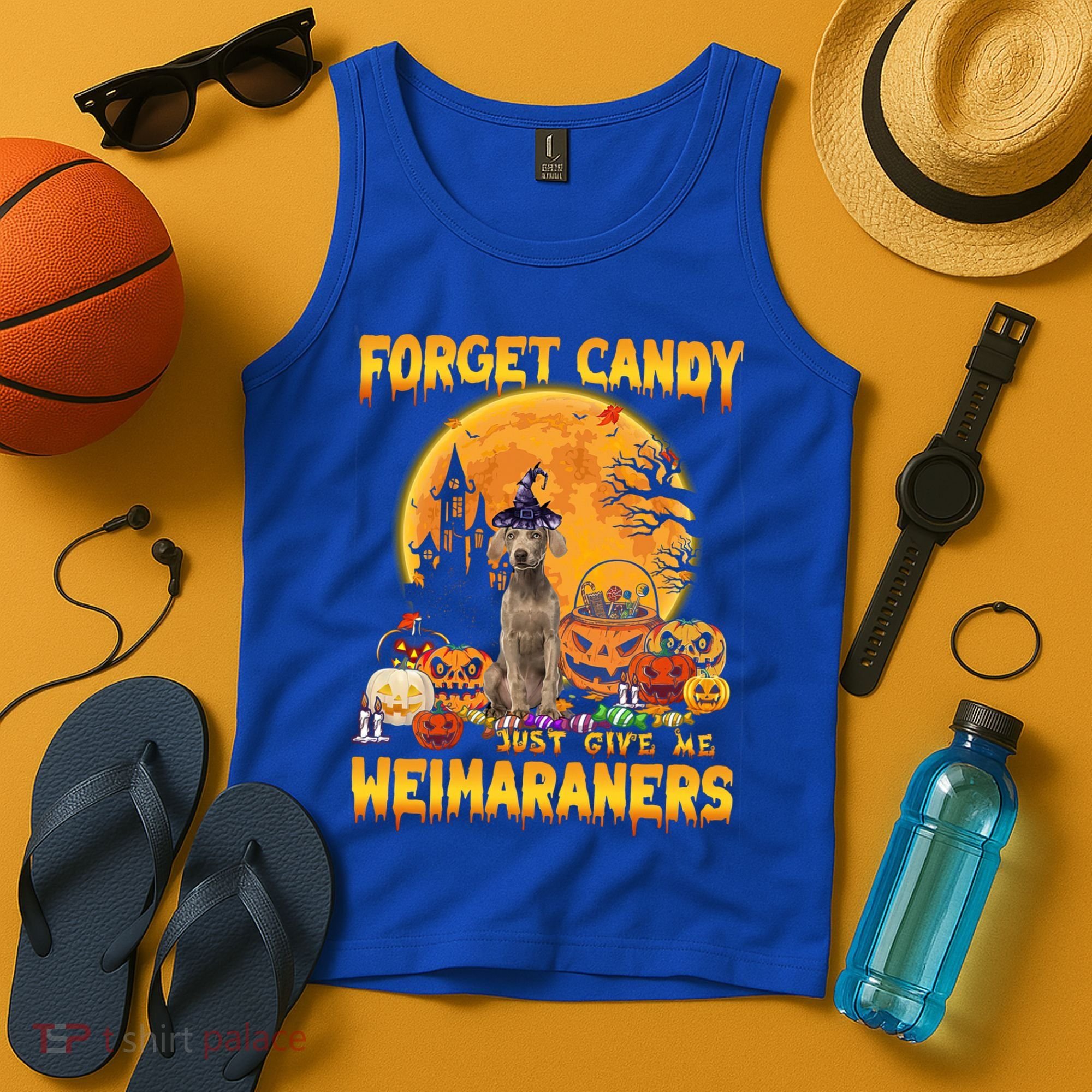 Forget Candy Just Give Me Weimaraners Pumpkin Halloween Gift Tank Top
