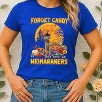 Forget Candy Just Give Me Weimaraners Pumpkin Halloween Gift Women's T-Shirt thumb 2