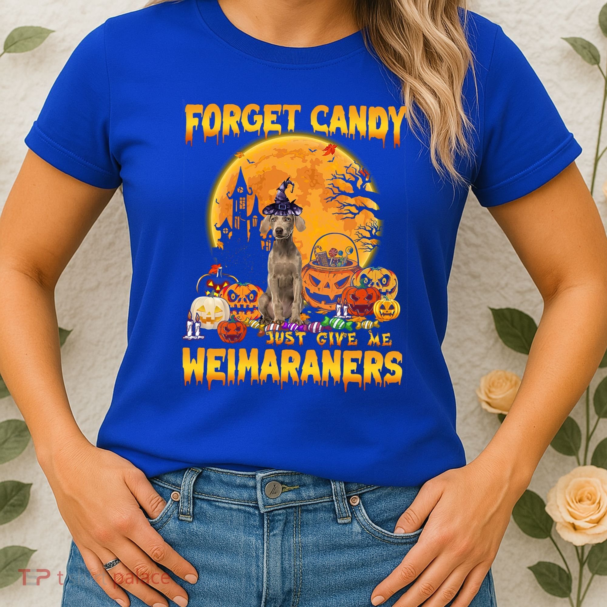Forget Candy Just Give Me Weimaraners Pumpkin Halloween Gift Women's T-Shirt