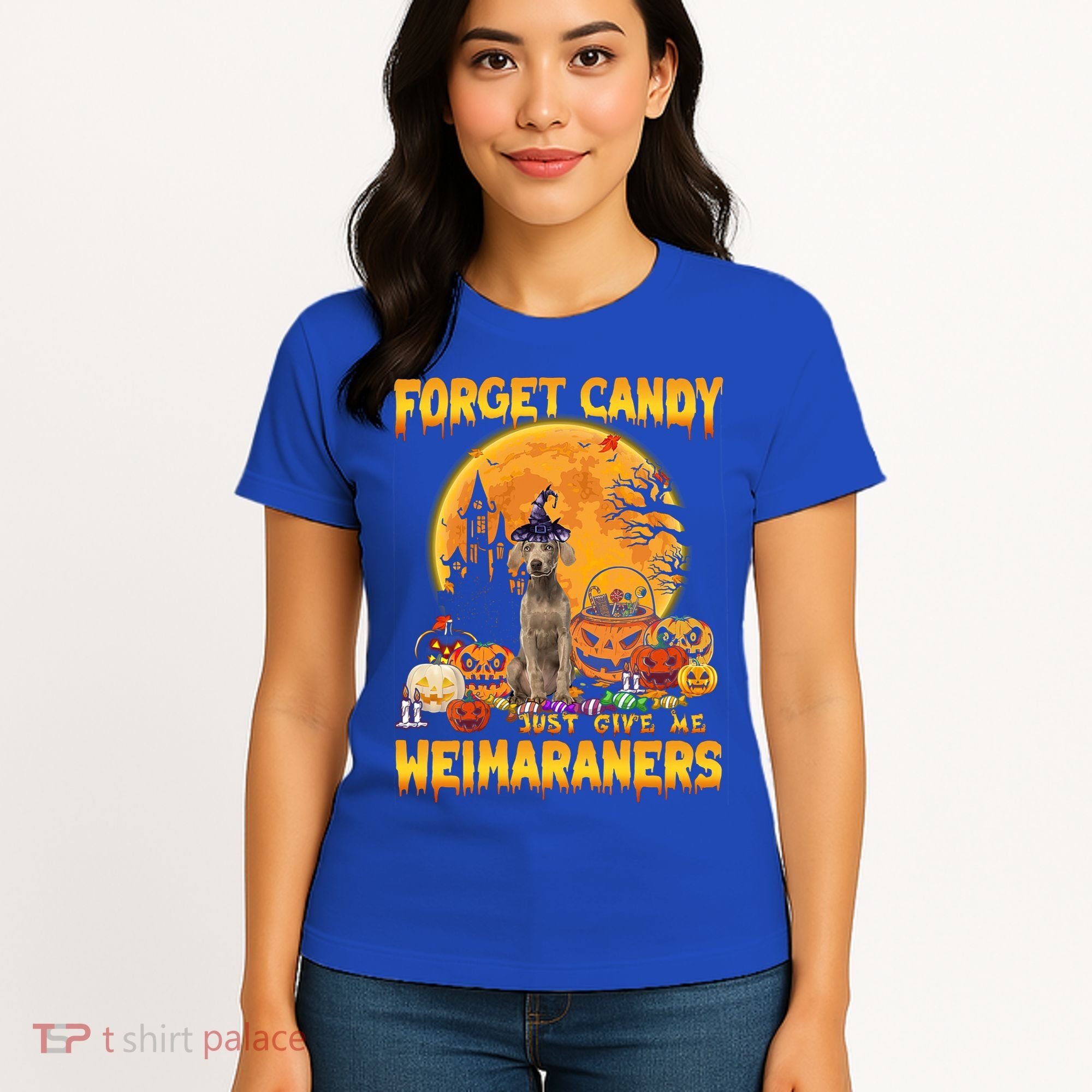 Forget Candy Just Give Me Weimaraners Pumpkin Halloween Gift Women's T-Shirt