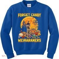 Forget Candy Just Give Me Weimaraners Pumpkin Halloween Gift Kids Sweatshirt thumb 0