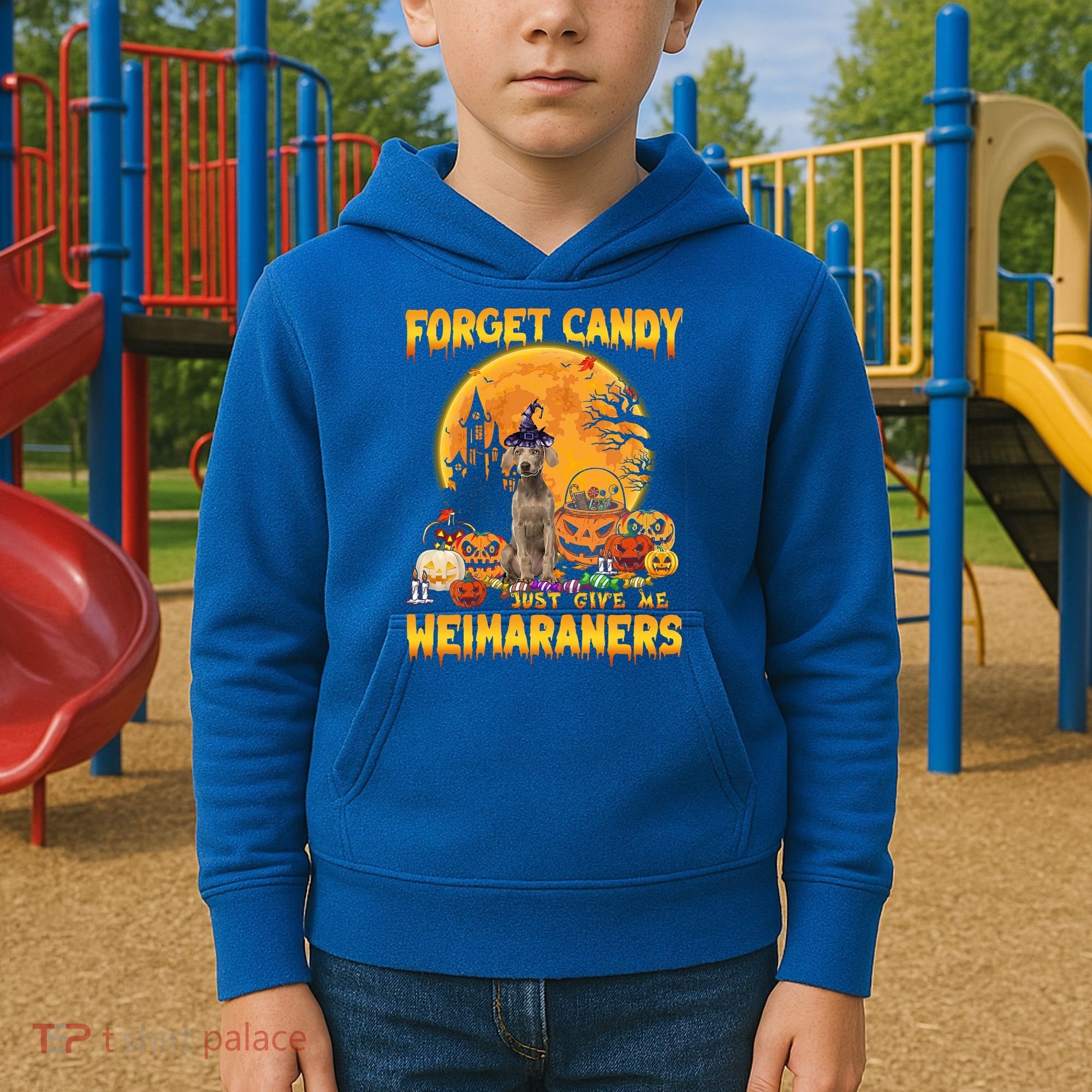 Forget Candy Just Give Me Weimaraners Pumpkin Halloween Gift Kids Hoodie