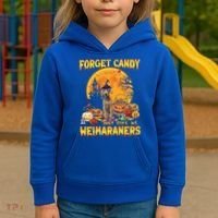 Forget Candy Just Give Me Weimaraners Pumpkin Halloween Gift Kids Hoodie thumb 3
