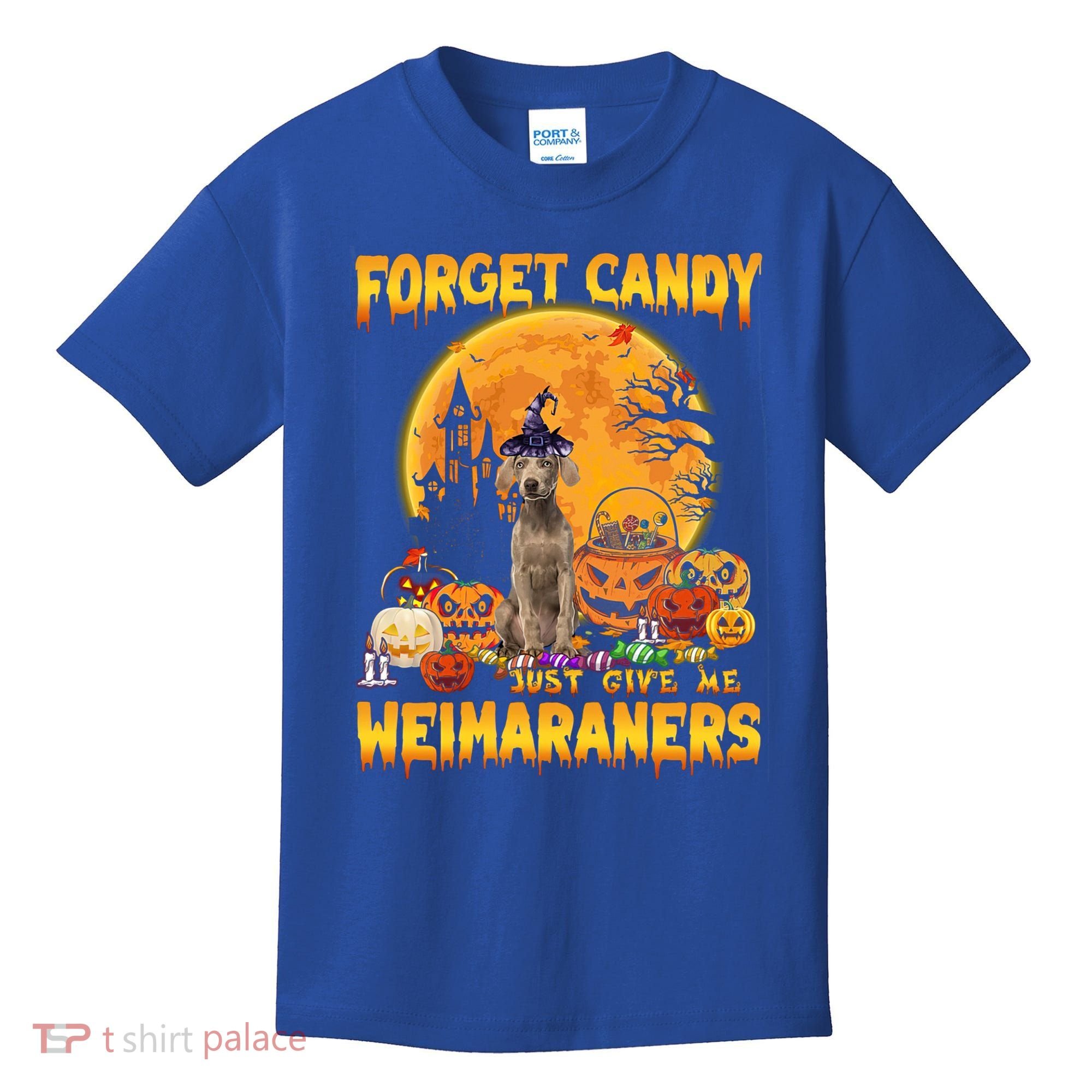 Forget Candy Just Give Me Weimaraners Pumpkin Halloween Gift Kids T-Shirt