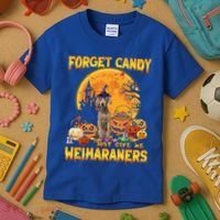Forget Candy Just Give Me Weimaraners Pumpkin Halloween Gift Kids T-Shirt thumb 3